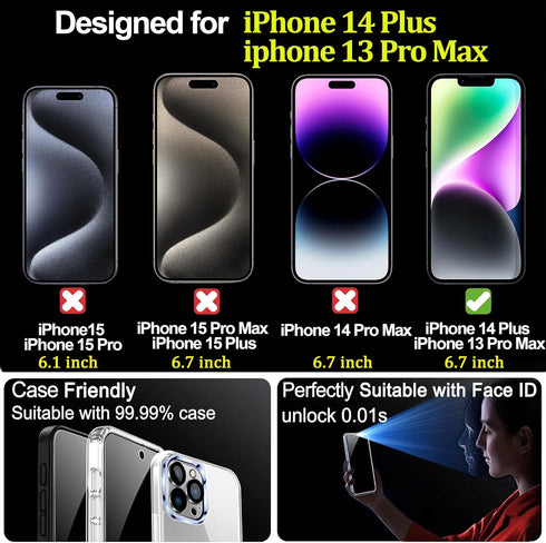 2 Pack Compatible with iPhone 13 Pro Max and Compatible with iPhone 14 Plus Privacy Screen Protector Gradient colorful 25 Degree Anti-Spy Tempered...