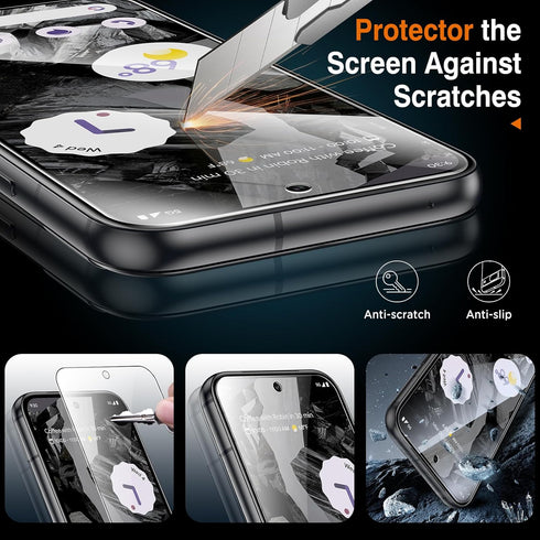 LK 2 Pack for Google Pixel 8a Screen Protector with 2 Pack Camera Lens Protector, Military Grade Shatterproof, HD Ultra-thin, 9H Hardness Tempered...
