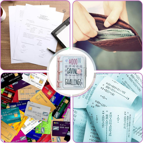 Savings Binder $1000 Savings Challenge Reusable Budget Book with Cash Envelopes Frosted Cover Money Organizer for Cash Savings Challenges Notebook...