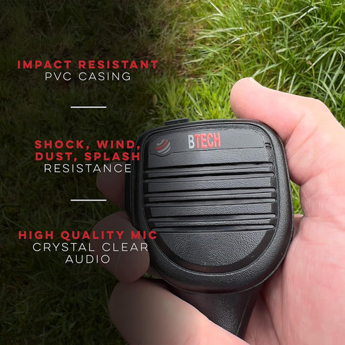BTECH QHM22D Dual Push-to-Talk (PTT) Speaker Mic, Platinum Series IP54 Rainproof Shoulder Mic for BaoFeng, BTECH, Kenwood Radios...