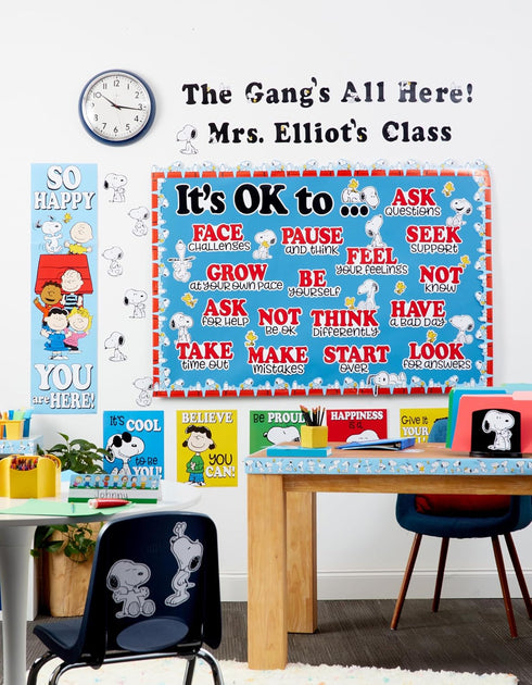 Eureka Peanuts Snoopy It's Ok to… Classroom Bulletin Board Set for Teachers, 42 Pieces...