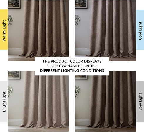 HPD Half Price Drapes - Faux Linen Curtains for Living Room (1 Panel) - 50W X 84L - Textured Room Darkening Curtains for Bedroom 84 Inches Long - ...