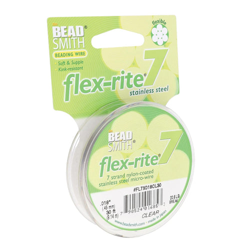 The Beadsmith Flex-Rite 7 Strand Nylon Coated, Stainless-Steel Beading Wire, Jewelry Making Supply (.018 Dia, Clear - 30 Ft)...