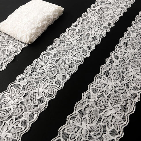 VGOODALL Bridal Wedding Lace Ribbon 3 Inch Wide 10 Yards - Stretchy Elastic Floral Lace Trim for Decoration, Gift Wrapping, DIY Crafts, Hair Bows,...