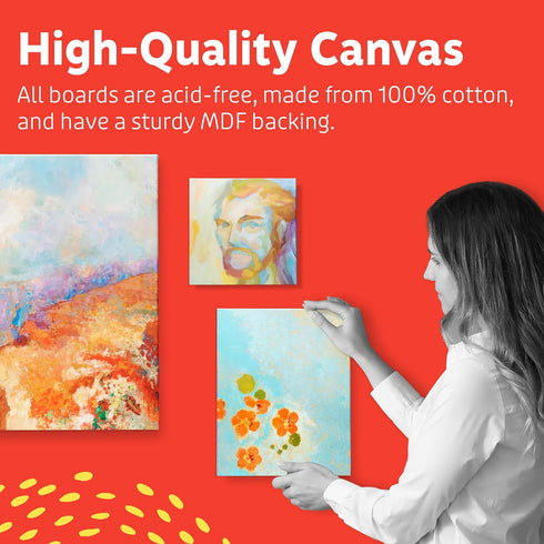 Artlicious Canvases for Painting 12 Packs - 8 x 8” Blank Canvas 100% Cotton Painting Canvas Panels for Acrylic, Oil & Watercolor Paint for Canvas ...