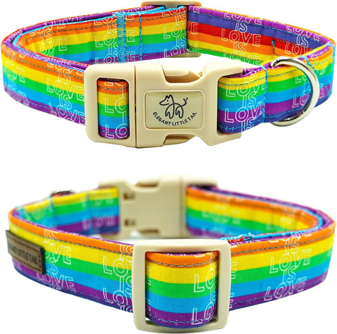 Elegant little tail Dog Collar, LGBT Holiday Pet Collar Dog Durable Rainbow Love Print Dog Collars Plastic Buckle Soft Pet Gift Adjustable Dog Col...