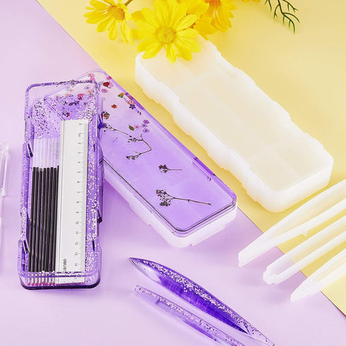 19 Pcs Resin Mold Sets 1 Pcs Case Resin Mould 3 Pcs Pen Shape Silicone Casting Moulds and 15 Ballpoint Refill Pens Silicone Molds for Storage DIY ...