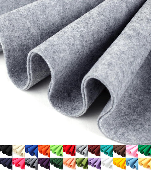 Barcelonetta | Felt Fabric | 72" Wide | 1.6mm Thick | Acrylic & Soft | Felt by The Yard | Felt for DIY Crafts, Projects, Sewing (Heather Grey, Hal...