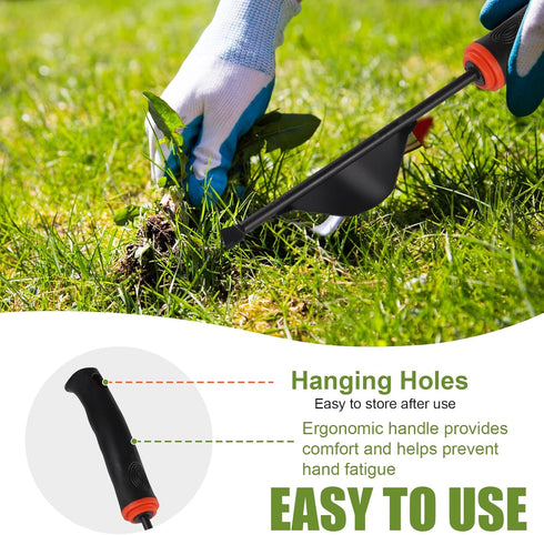 Hand Weeder Tool, Stainless Steel Weed Puller Tool Gardening Manual Hand Weeding Extractor with V Shaped Fork & Level Base Weed Uprooter to Pull o...
