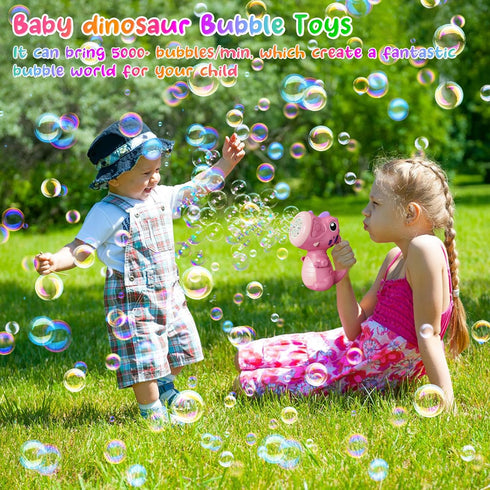 Dinosaur Bubble Machine for Kids Automatic Bubble Maker with Lights,5000+ Bubbles per Minute/Bubble Solution Included Best Summer Outdoor Dinosaur...