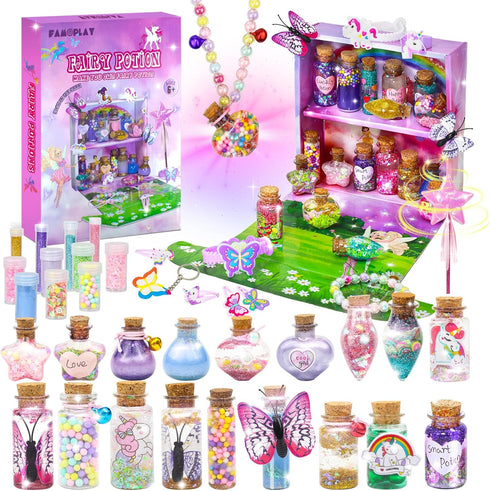FAMOPLAY Fairy Potion Kits for Kids, DIY 18 Bottles Magical Fairy Polyjuice Potions, Creative Craft Kit Fun Magic Gift Toy for Girls 6 7 8 9 10...