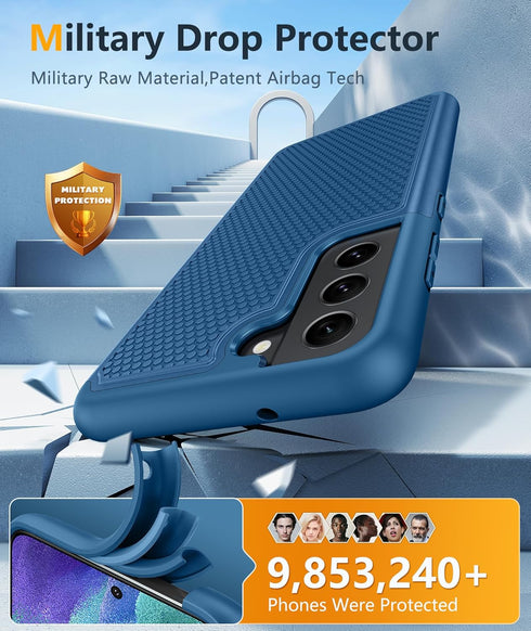 JXVM for Samsung Galaxy S21 FE Case: Dual Layer Protective Heavy Duty Cell Phone Cover Shockproof Rugged with Non Slip Textured Back - Military Pr...