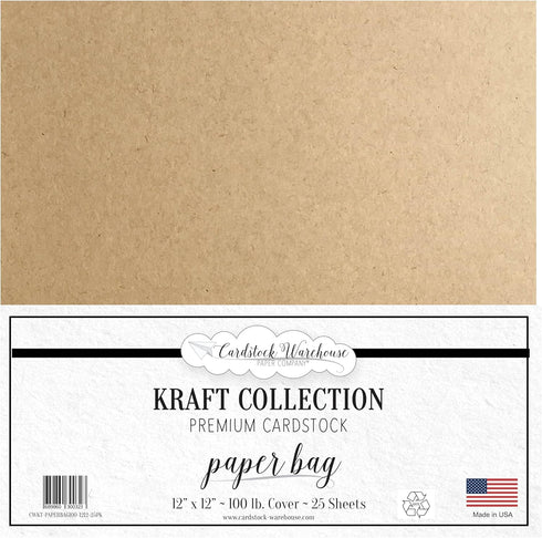 Cardstock Warehouse Kraft Paper Bag Brown - 12 x 12" - 100 Lb. / 270 Gsm Thick Heavyweight100% Recycled Premium Cardstock Paper - 25 Sheets...