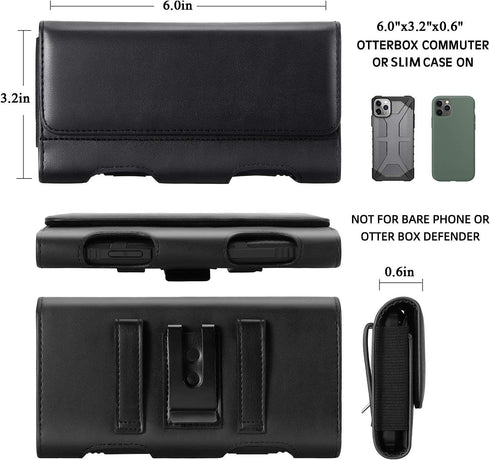 Mopaclle iPhone 15 Pro Max, Galaxy S24 Plus Leather Holder Case with Belt Clip & Pouch Cover (Fits with Phone Commuter Case on)...