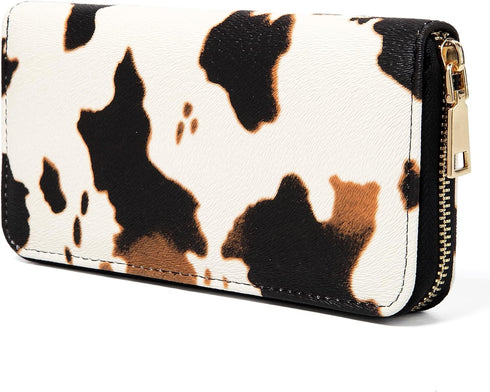 Cow Print Wallet Western Highland Cow Stuff Mother’s Day Gifts for Women Cowhide Ladies Slim Purse Credit Card Holder...