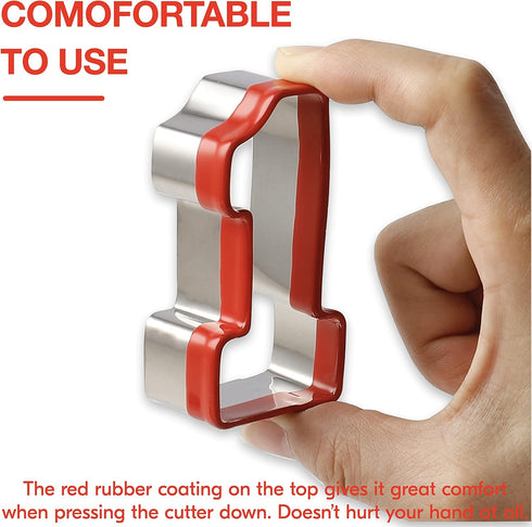 3Pcs Number One Cookie Cutters 5", 4", 3", 1 Cookie Cutter Set, Biscuit Cutter, 0.4MM Thickness Heavy Duty Food-Grade Stainless Steel, Coated with...