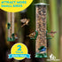 Gray Bunny 2 Pack, 12 Inches Tube Bird Feeders for Outdoors Hanging, 4 Feeding Ports, Hard Plastic Feeder Outdoor Weatherproof & Steel Hanger, Bir...