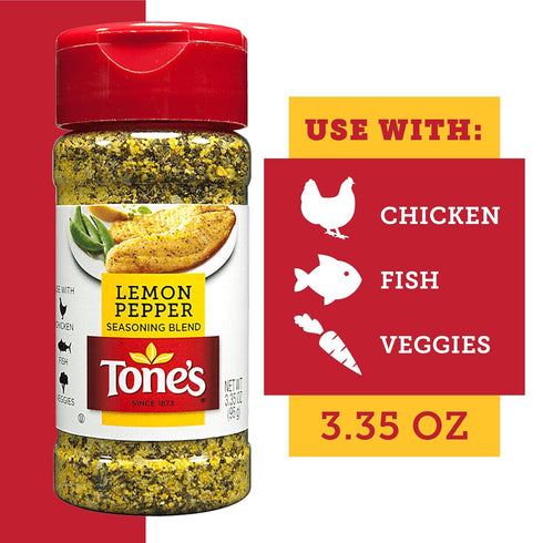 Tones Lemon Pepper Seasoning Blend, 3.35 Ounce...