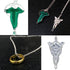 3pcs Lord of The Ring Hobbit Necklace Gold Tone The Ring Pendant Necklace Vintage Green Leaf Elven Pin Brooch Pendant Chain Necklace...