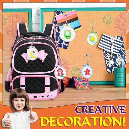 ZOCONE 12 PCS Cross Stitch Kits for Kids 7-13, Cross Stitch Beginner Kits with Instructions, Keychains, Embroidery Hoops and Tools, Needlepointing...