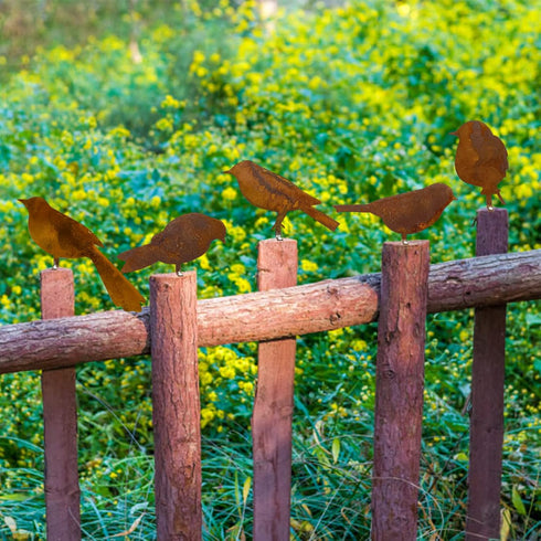 5PCS Metal Bird Silhouette with Rusty, Rusty Birds Decoration, Metal Birds Statues, Lifelike Patina Metal Birds Garden Ornaments Silhouette...