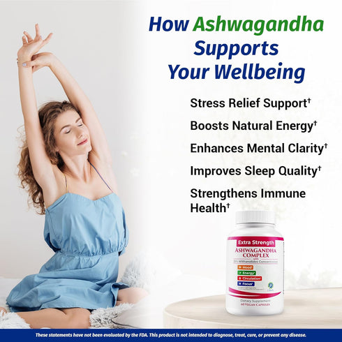 1 Body Ashwagandha Complex with Shoden® – Clinically Supported Stress Relief, Sleep, and Energy Support – Vegan, Non-GMO Supplements – 60 Capsules...