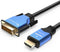 BlueRigger HDMI to DVI Cable (10FT, High-Speed, Bi-Directional Adapter Male to Male, DVI-D 24+1, 1080p, Aluminum Casing) - Compatible with Raspber...