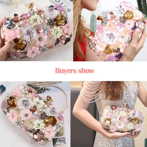 Women Clutches Flower Evening Handbag Chain Strap Shoulder Bag handbag Wedding bag purse...