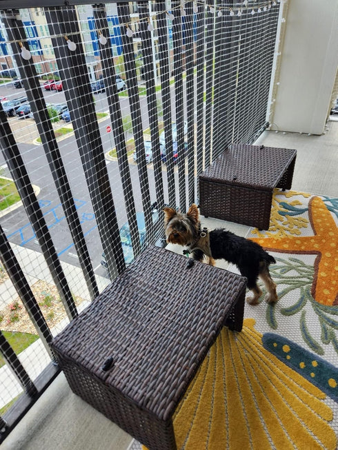 KidKusion Deck Guard | Made in USA | 16' L x 38" H | Clear | Outdoor Balcony and Stairway Deck Rail Safety Net | Child Safety; Pet Safety; Toy Saf...