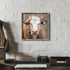 Cattle Framed Wall Art Decor: Country Wooden Farm Cow Animal Painting Rustic Farmhouse Picture Brown Calf with Wildflowers Artwork for House Guest...