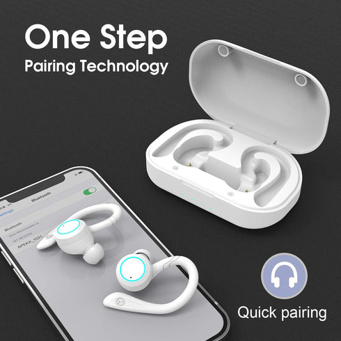 APEKX True Wireless Earphones with Charging Case IPX 7 Waterproof Over Ear Bluetooth Headphones Built-in Mic Deep Bass Headset for Sport Running -...