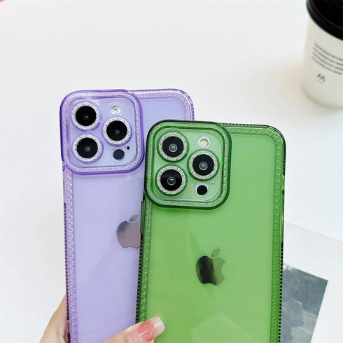 for iPhone 12 Pro Max Case Cute Clear Bling Crystal Diamond Phone Case, with Sparkle Camera Len Protector Soft TPU Cover Case for Women Girls, Blu...