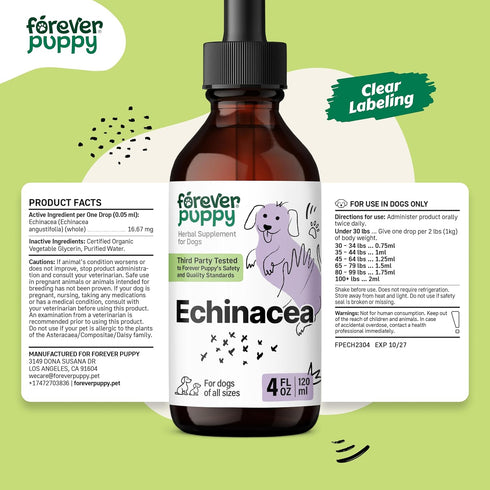 Echinacea for Dogs - Immune Supplement for All Breeds & Sizes - Immunity Support w/Echinacea Herb - Liquid Dog Vitamins and Supplements for Pets -...