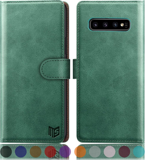 SUANPOT for Samsung Galaxy S10+/S10 Plus 6.4” with RFID Blocking Wallet case Credit Card Holder,PU Leather Flip Folio Book Phone case Cover Women ...