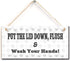 Toilet Warning Sign- Put The Lid Down, Flush & Wash Your Hands, Retro Style Bathroom Toilet Sign (5" X 10")...