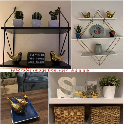 FANTESTICRYAN Small Birds Statues Gold Home Decor Modern Style Figurine Decorative Ornaments for Living Room, Bedroom, Office Desktop, Cabinets...