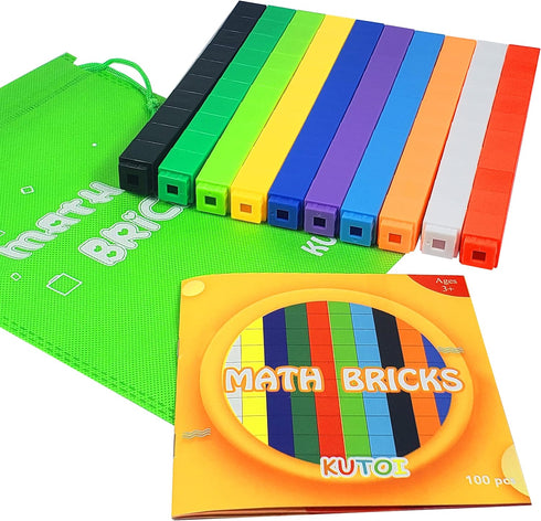 Math Manipulatives Counting Cubes, Educational Number Blocks, Classroom Toys Kindergarten Learning Materials Homeschool Supplies,Set of 100 Math C...