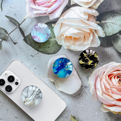 Phone Grip with Expanding Kickstand,Blue Pink Marble Design Cellphone Collapsible Clear Stand for Smartphones...