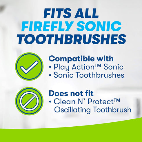 Firefly Sonic Replacement Brush Heads, Compatible with Play Action Sonic and Sonic Toothbrushes, for Ages 3+, Pack of 3, Small...