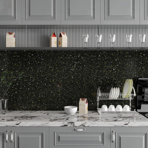 Black Gold Granite Contact Paper Peel and Stick Countertops for Kitchen Waterproof Marble Wallpaper Self Adhesive Granite Countertop Contact Paper...