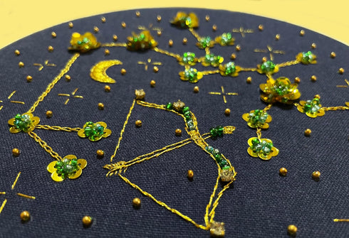 mozhijing constellation Embroidery Kit for Adults with Stamped Pattern, Round Beads for Embroidery DIY Crafting,Cross Stitch Beginner Kits with Fr...