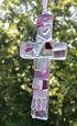 First Communion Gift for Girl - Handmade in USA Pink Mosaic Glass Cross with Sentiment...
