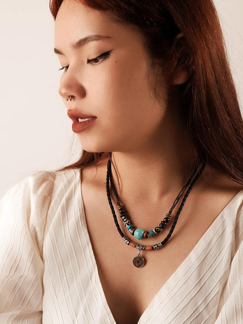 Sacina Boho Hippie Black Choker Necklace, Black Choker for Women, Turquoise Necklace, Boho Necklace, Hippe Necklace, Christmas New Year Jewelry Gi...