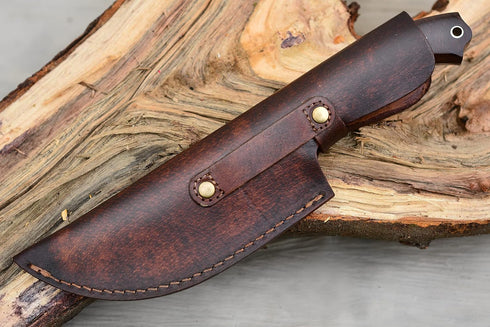 Tracker Knife with Sheath, Handmade Hunting Knife, Full Tang Camping Knife with Wooden Handle, Hand-forged Steel Blade Knife, Survival Knife...