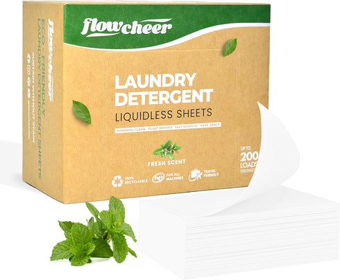 Laundry Detergent Sheets, 200 Loads, powerful with Bio-enzymes and Plant-Based, No Plastic Jug, Eco Friendly, All Washing Machines, True Clean, Fr...