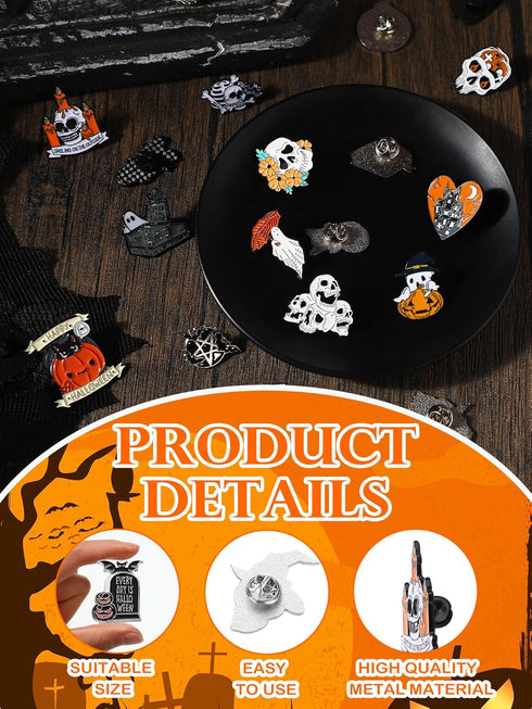 Ferraycle 30 Pieces Enamel Pins Set Enamel Pins for Backpacks Cool Horror Enamel Lapel Pins Steampunk Brooches Pins for Hats Clothes Women Men (Gh...