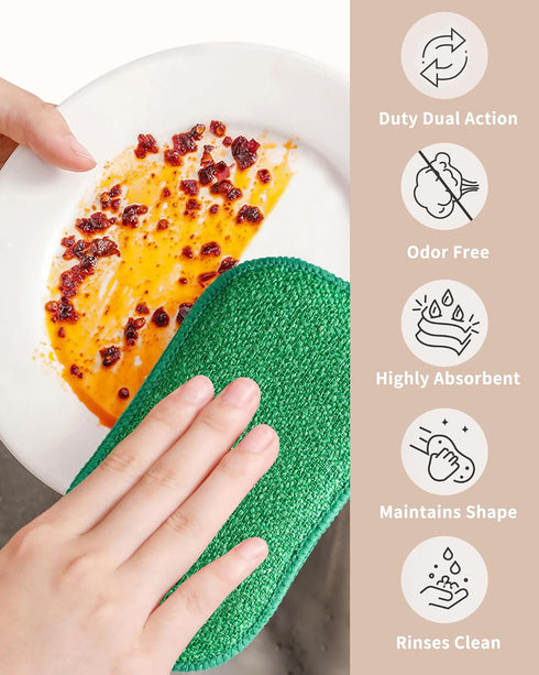 Multipurpose Kitchen Scrub Sponges 6pcs, Heavy Duty Cleaning Non-Scratch Scrub Sponge, Reusable Microfiber Sponge for Household Cleaning, Random C...