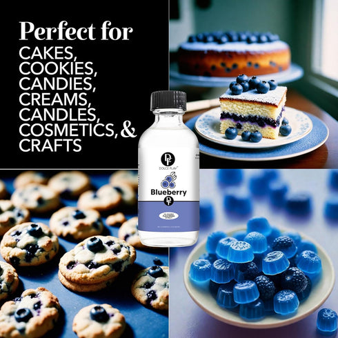 Dolce Flav Blueberry Extract - 2 Ounce Oil-Soluble Multipurpose Flavoring Ideal for Candy Making, Baking, Lip Balm, and Ice Cream - Blueberry Conc...