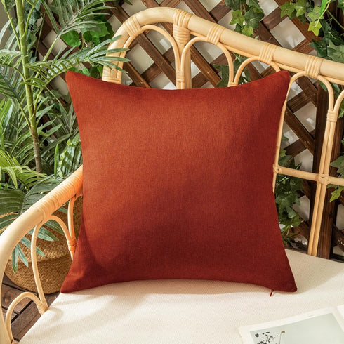 Woaboy Set of 2 Outdoor Waterproof Fall Throw Pillow Covers Burnt Orange Decorative Farmhouse Solid Cushion Cases for Bed Sofa Couch Car Living Ro...