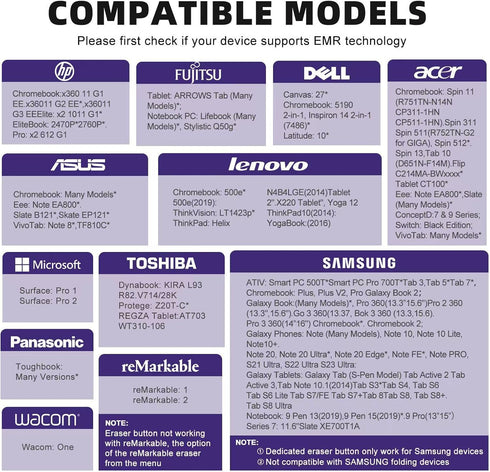 EMR Stylus Pen for Remarkable 2, Samsung - 4096 Pressure Level Sensitivity, Palm Rejection, Natural Tilt, Magnetic Design, No Charging. Comes with...